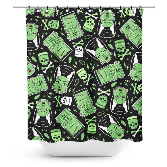 Sourpuss Other - SOURPUSS The MONSTERS SHOWER CURTAIN goth spooky